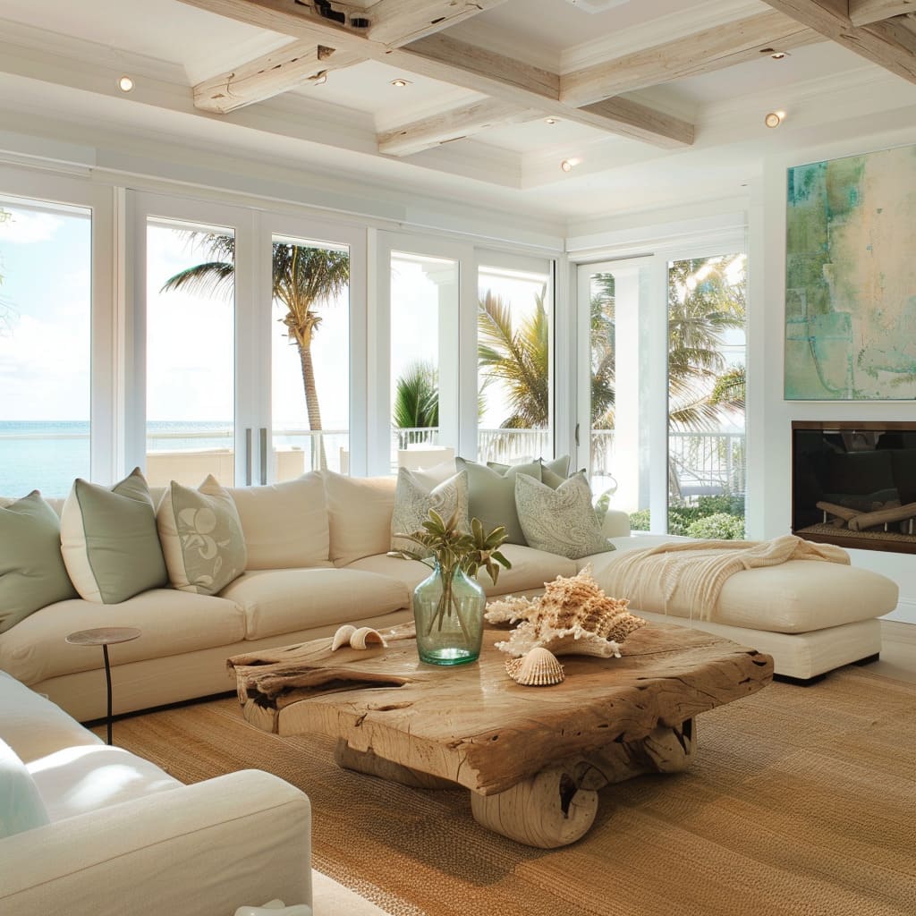 A modern coffee table styled with books, a decorative tray, and a vase, combining functionality with elegant design.