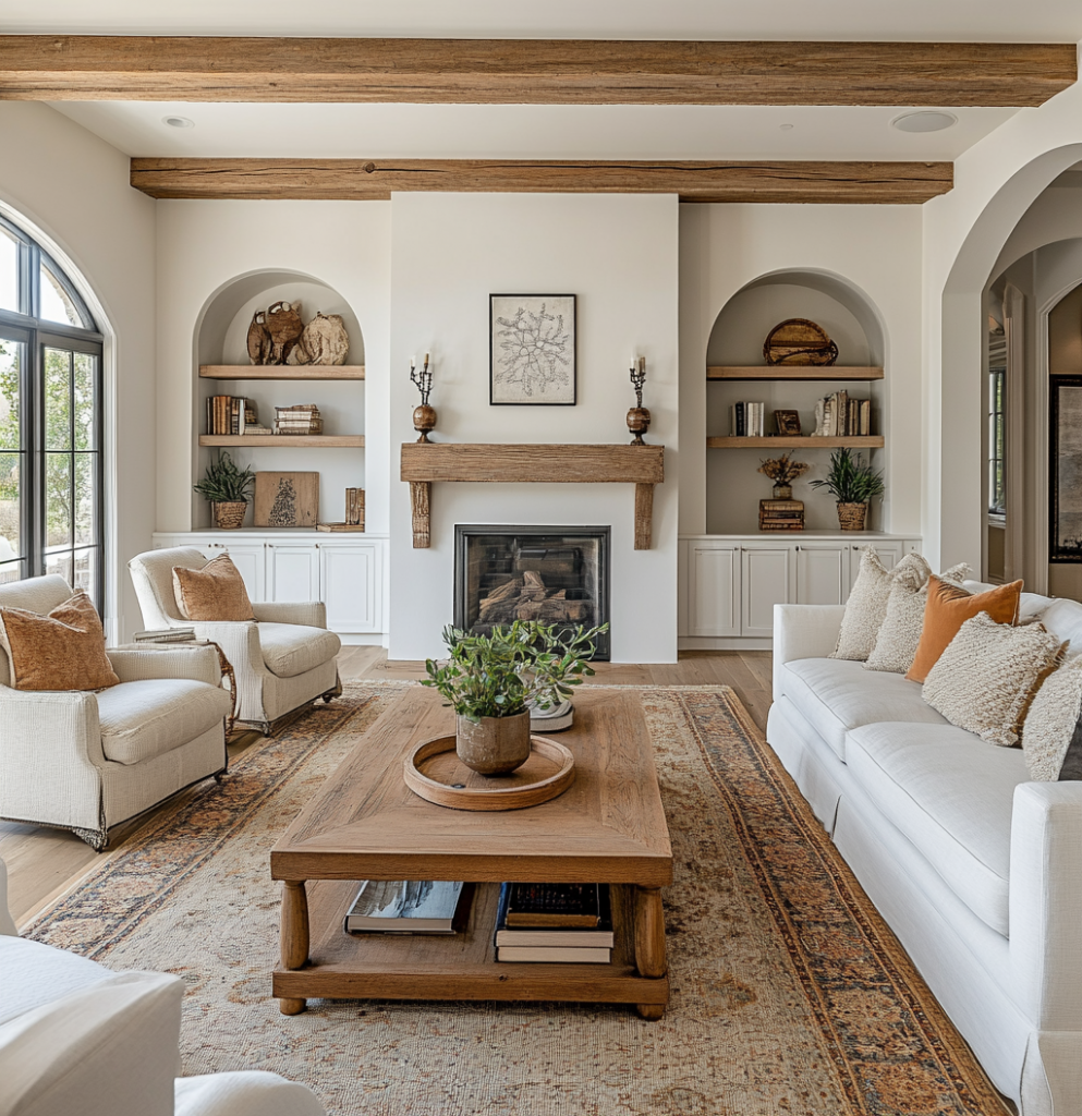 Finished Tampa living room with layered textures, soft lighting, and elegant personal touches